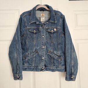 Womans Carhartt Blue Denim Jacket Size Medium